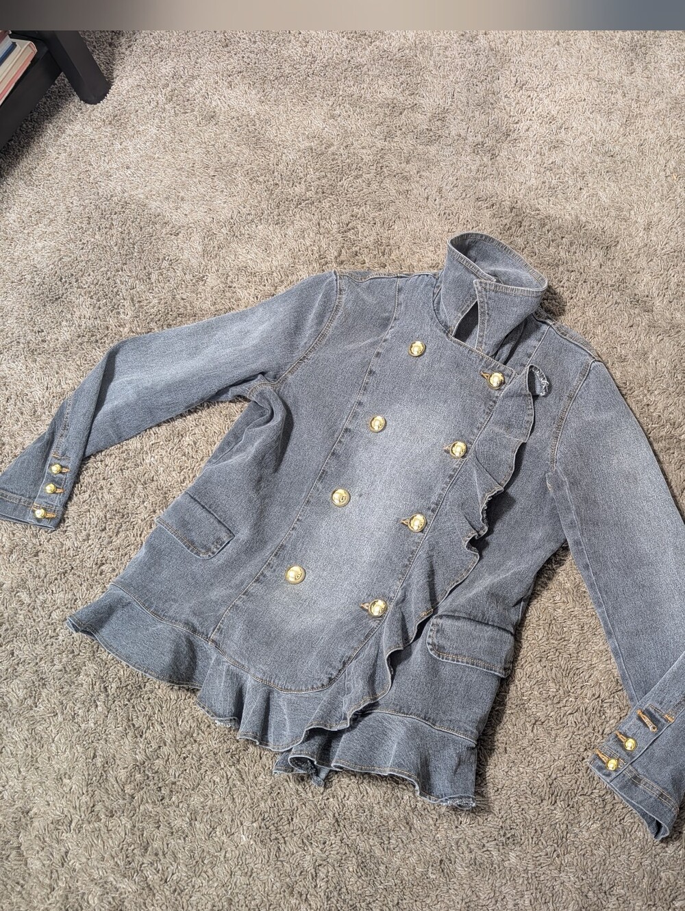 Vintage DG2 Diane Gilman Gold Button Denim Jean Jacket Large